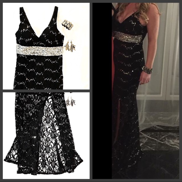 🛑 SALE! Prom Dress👗,Black Sequin/Lace, 7 - Picture 1 of 3